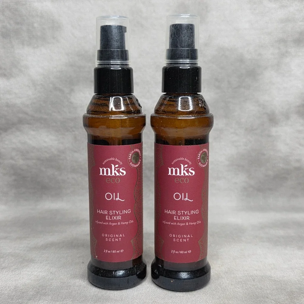 (X2) Earthly Body MKS Eco Oil Hair Styling Elixir Original Scent Argan Oils 2 oz